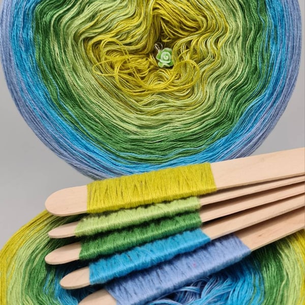 Gradient Yarn Cake, 50/50 cotton acrylic, "CHARM", crochet/knitting yarn, ombre yarn, shawl yarn, mandala gradient yarn