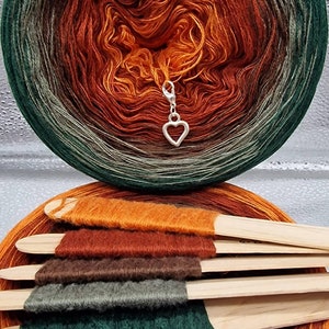 Garentaart met kleurverloop, 50/50 katoen-acryl, &quot;KASTANJE&quot;, haak-/breigaren, ombre-garen, sjaalgaren, mandala-verloopgaren