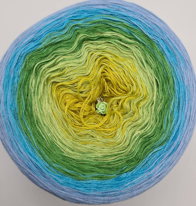 Gradient Yarn Cake, 50/50 cotton acrylic, CHARM, crochet/knitting yarn, ombre yarn, shawl yarn, mandala gradient yarn image 3