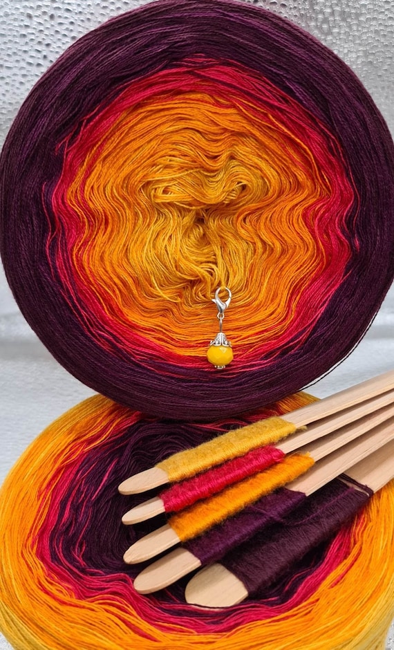 Gradient Yarn Cake, 50/50 cotton acrylic, "DIJON", crochet/knitting yarn, ombre yarn, shawl yarn, mandala gradient yarn