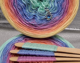 cotton/acrylic yarn cake, "AGAPI", crochet/knitting yarn, ombre yarn, shawl yarn, mandala gradient yarn, fingering yarn, cake yarn, yarncake