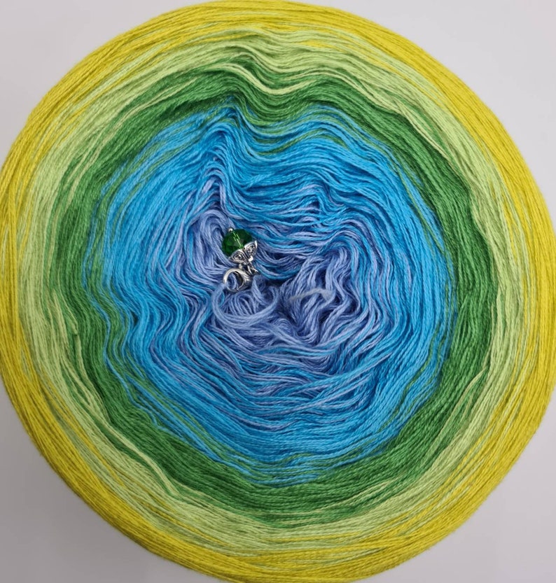 Gradient Yarn Cake, 50/50 cotton acrylic, CHARM, crochet/knitting yarn, ombre yarn, shawl yarn, mandala gradient yarn image 4