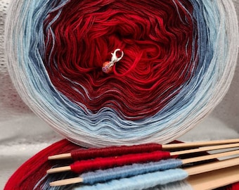 Gradient Yarn Cake, 50/50 cotton acrylic, "ZING", crochet/knitting yarn, ombre yarn, shawl yarn, mandala gradient yarn