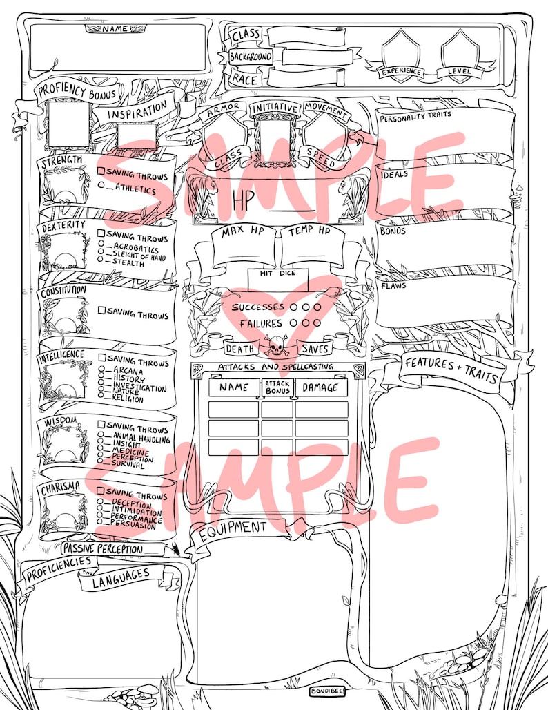 Elven Character and Spellcasting Sheets for D&D 5E digital | Etsy