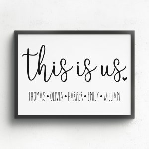 This Is Us Sign Personalized With Names, Wall Decor, Wall Sign, Printable, Housewarming Gift, Farmhouse Decor, Custom Name Sign, This Is Us