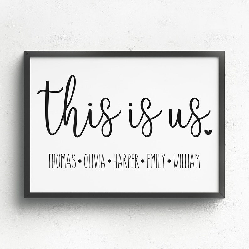 This Is Us Sign Personalized With Names, Wall Decor, Wall Sign, Printable, Housewarming Gift, Farmhouse Decor, Custom Name Sign, This Is Us 