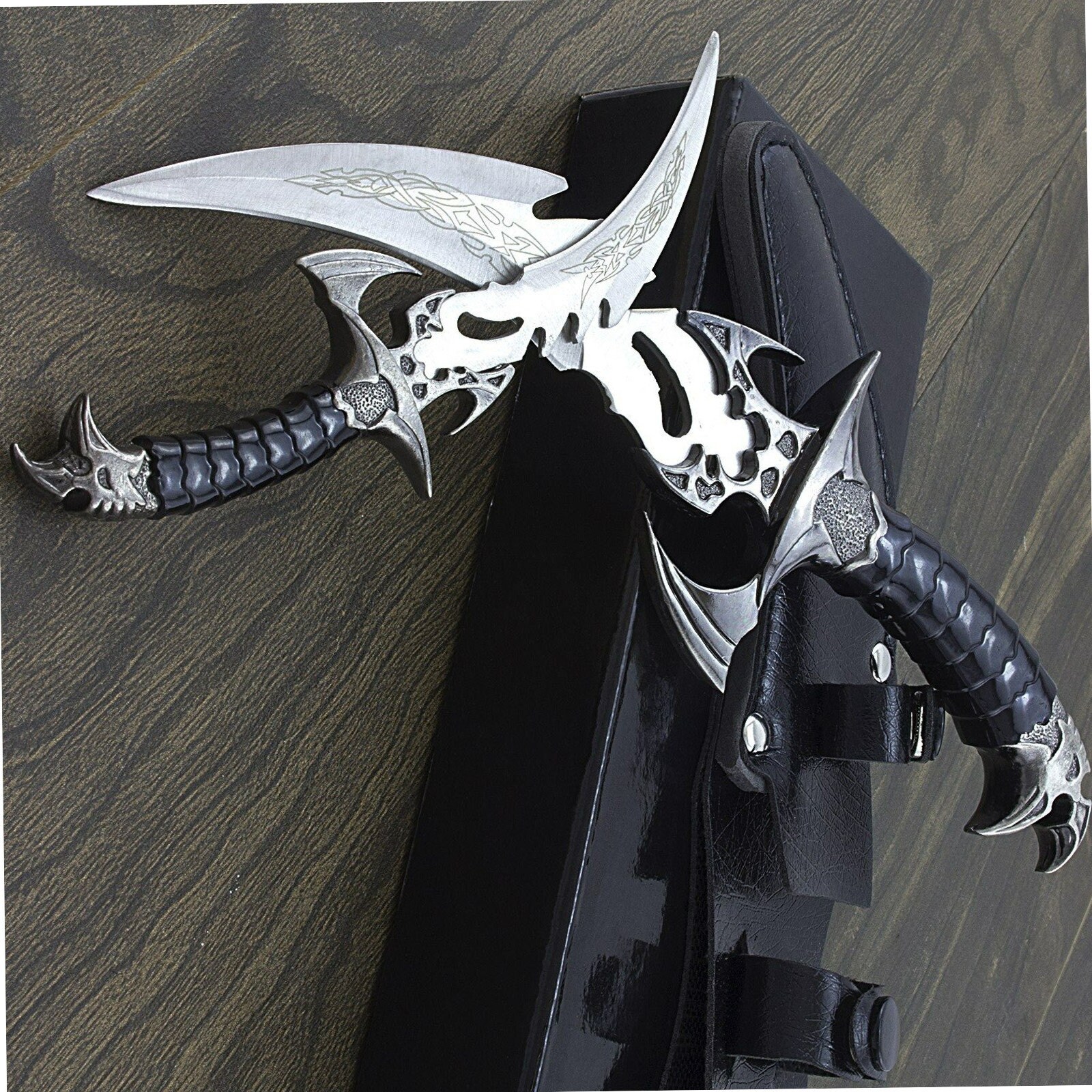 2 Piece Draco Claw Twin Dagger Fantasy Knife Set W Sheath Etsy