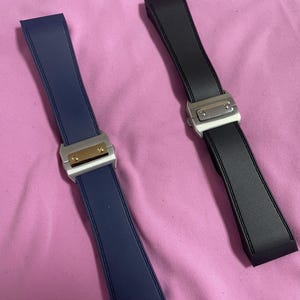 Strap for Cartier Santos 100 Series – Rubber Watch Band 23/25mm with Folding Buckle – Black or Blue