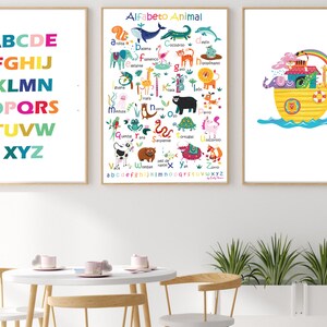 Spanish Animal Alphabet Poster Digital download in 4 sizes, kids wall art, classroom wall poster educational print image 7