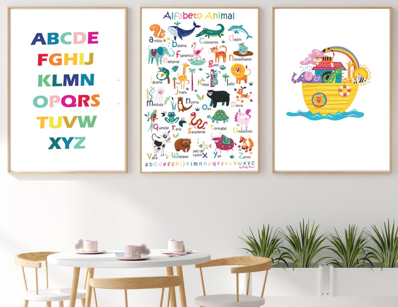 Spanish Animal Alphabet Poster Digital download in 4 sizes, kids wall art, classroom wall poster educational print image 7