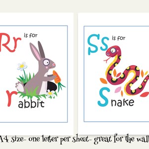 Animal Alphabet Flashcards, digital download illustrated home learning or classroom ABC prints, fun and educational phonics cards image 6