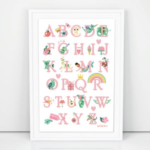 Kinder Alphabet Kunstdruck, digitaler Download dekorative Wandkunst ABC Poster für Kinder Schlafzimmer oder Kinderzimmer Deko