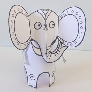 Paper Animals activité dartisanat imprimable pour les enfants, téléchargement numérique de coloriage et dartisanat, SVG facile à faire des modèles image 4