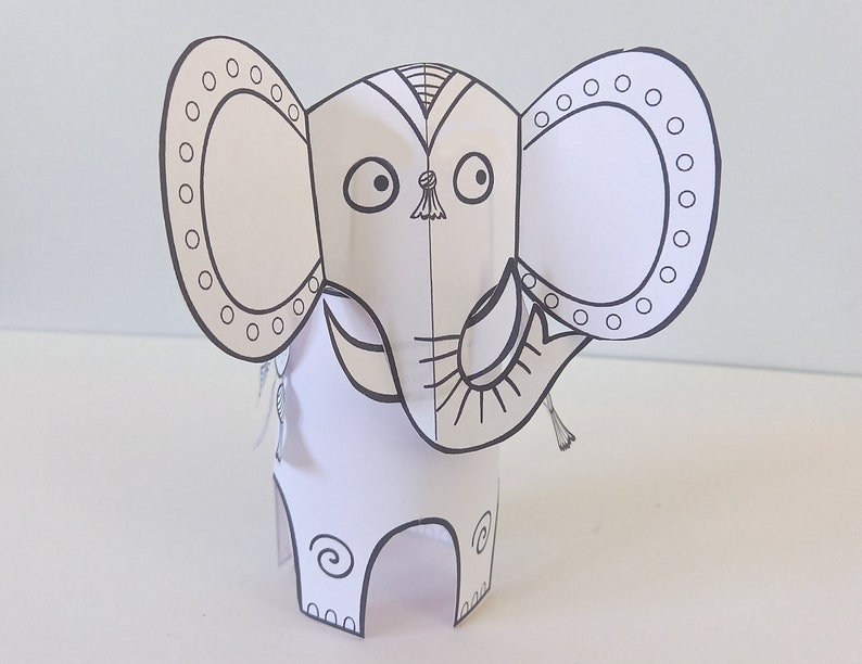 Paper Animals activité dartisanat imprimable pour les enfants, téléchargement numérique de coloriage et dartisanat, SVG facile à faire des modèles image 4