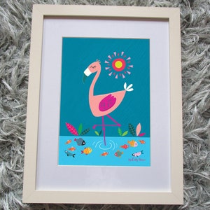 Childrens art print, Flamingo print, instant download, kids wall art, nursery decor, cute bird prints, childrens illustration prints image 5