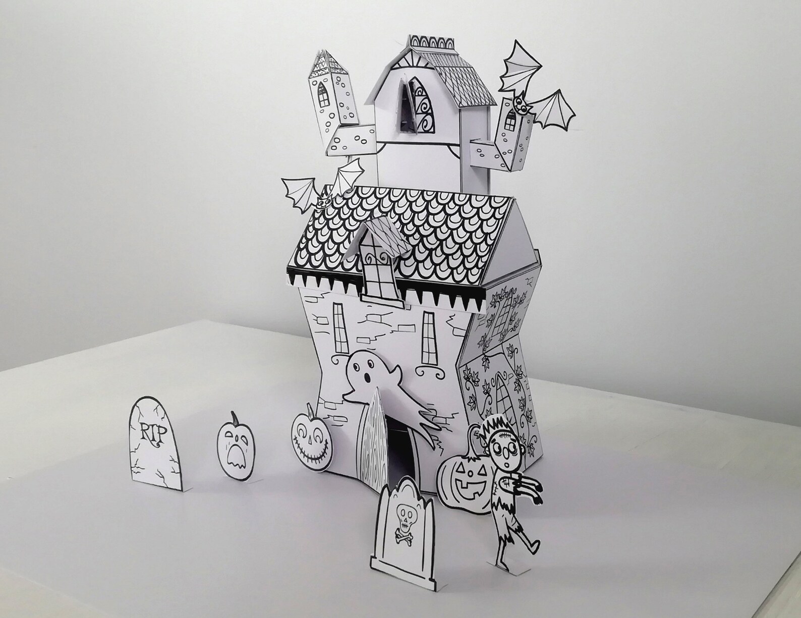 Haunted House Paper Craft Activity, Instant Download, Halloween Printable Craft Kit for Kids - Etsy