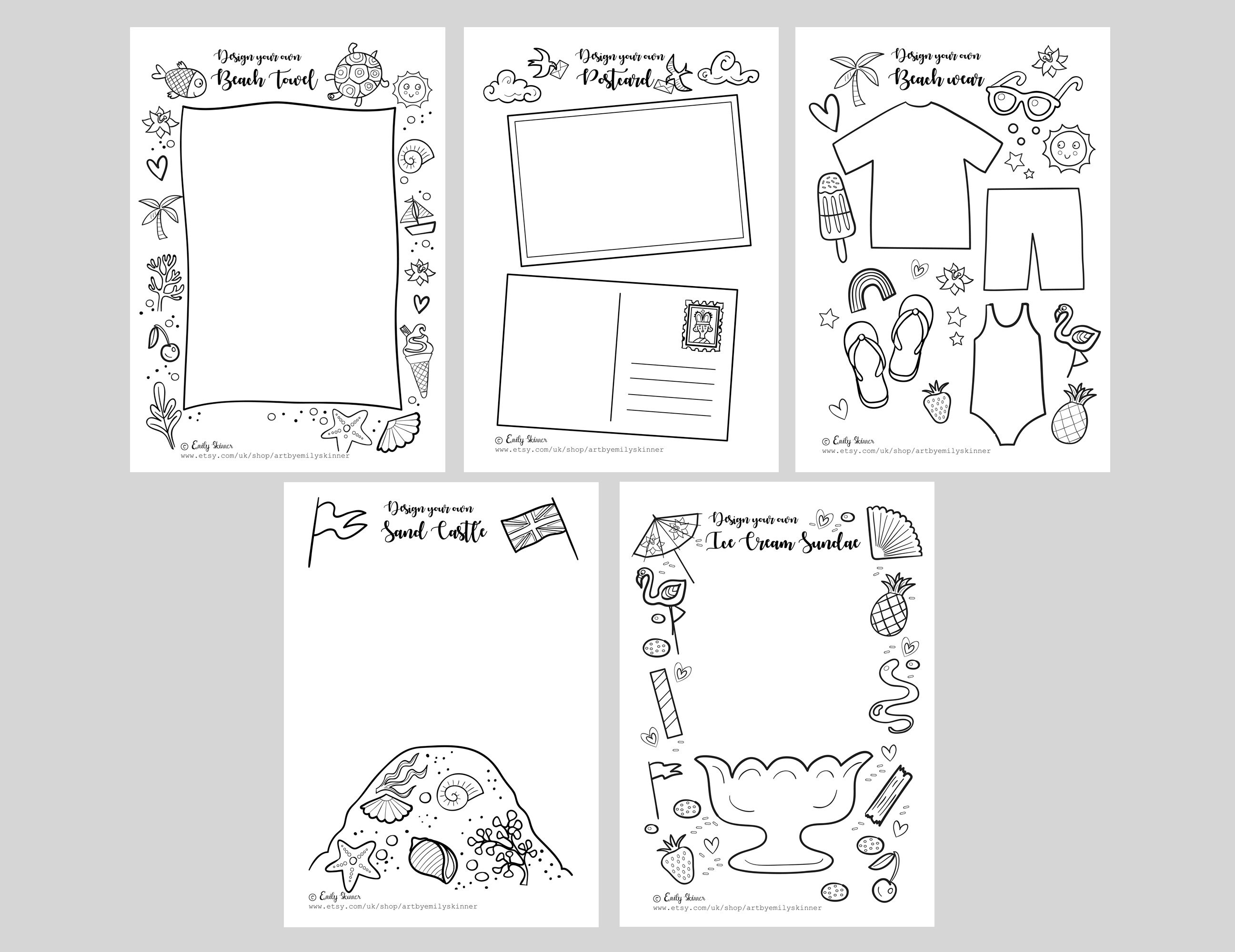 Summertime Colouring and Activity Sheets Instant Download 15 Etsy