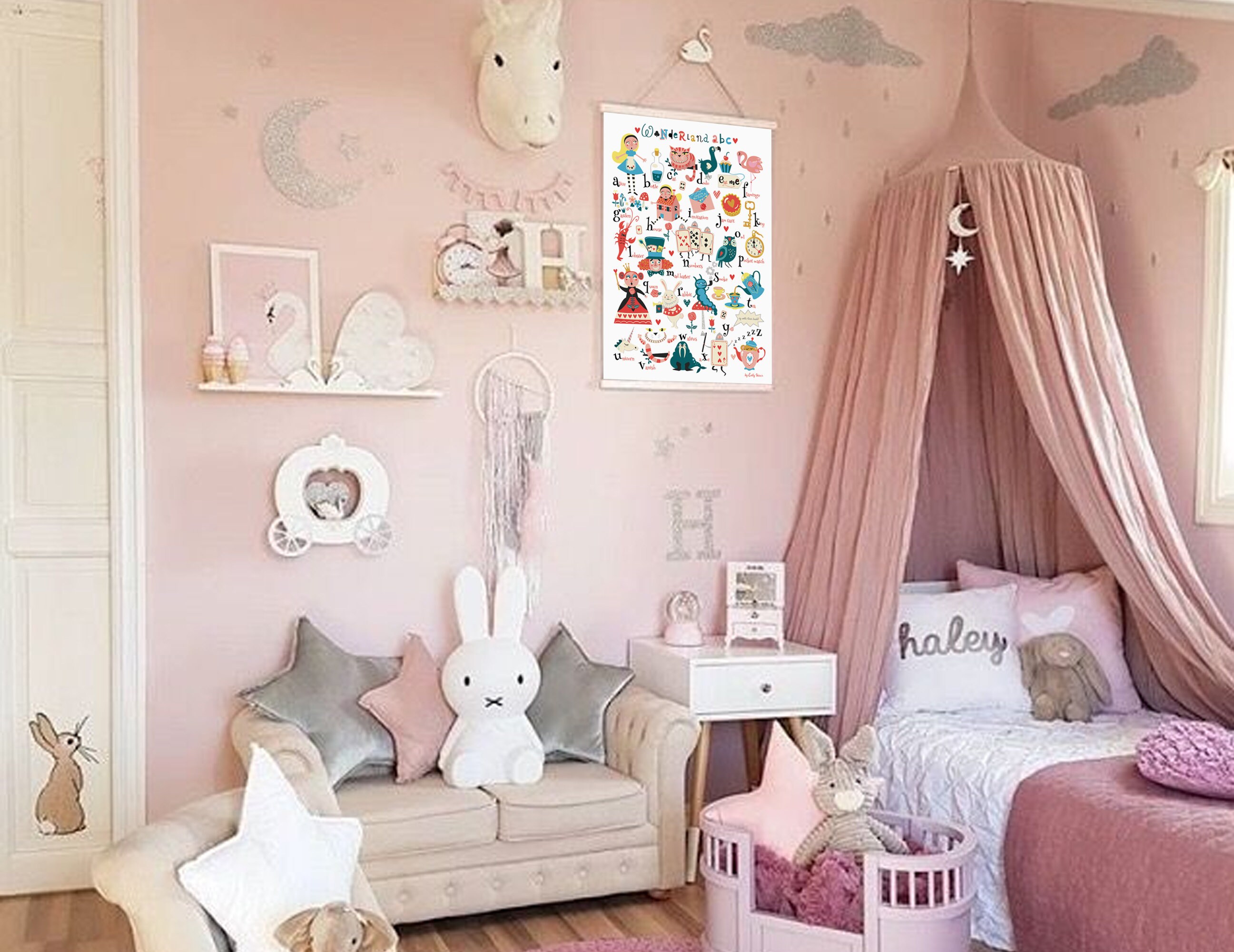 Alice in Wonderland Alphabet Art Print: Nursery Decor (digital Download ...