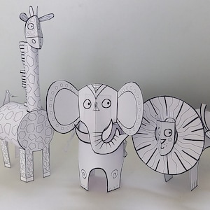 Paper Animals activité dartisanat imprimable pour les enfants, téléchargement numérique de coloriage et dartisanat, SVG facile à faire des modèles image 9