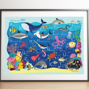 Under the Sea Children's Alphabet Poster, descarga instantánea