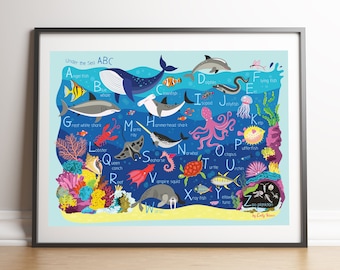 Under the Sea Children's Alphabet Poster, instant download