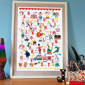 A2 Circus Alphabet Poster, Children's Art Print, kids wall art, Circus ABC, educational A-Z print, children's bedroom decor