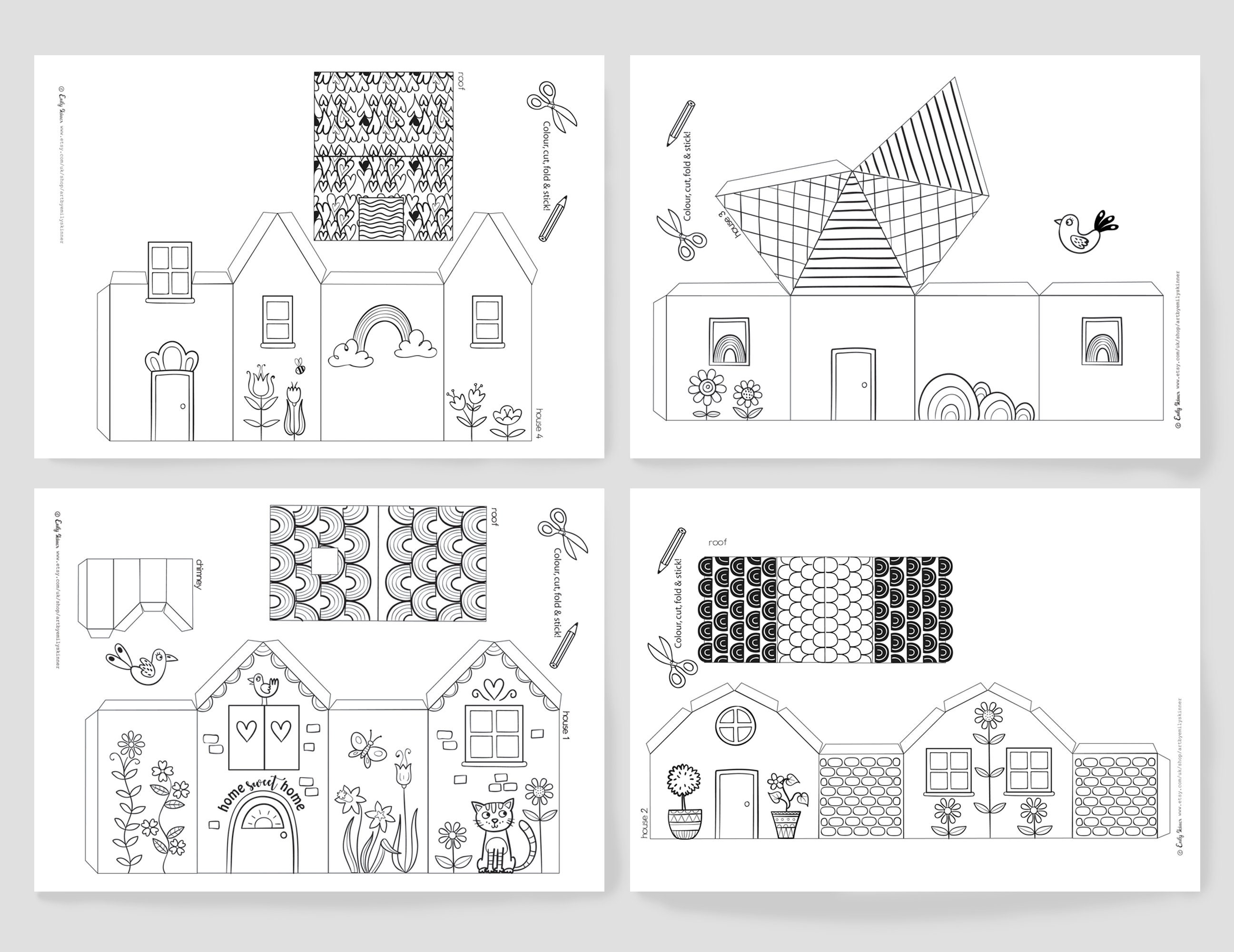 Paper Houses printable activity sheets instant download | Etsy