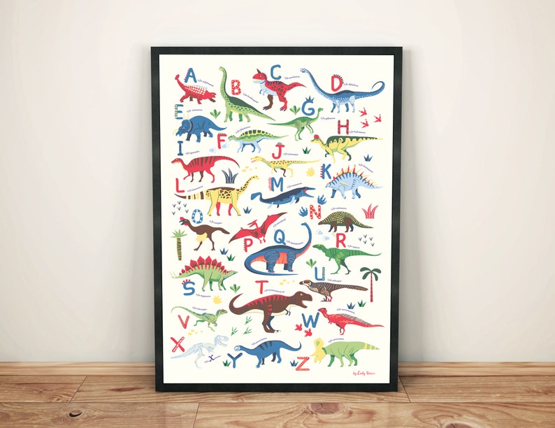 Dinosaur Alphabet Print: A3 Children's Wall Art - Etsy