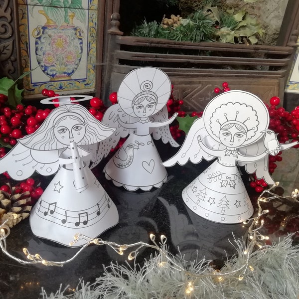 Christmas Angels printable paper craft activity