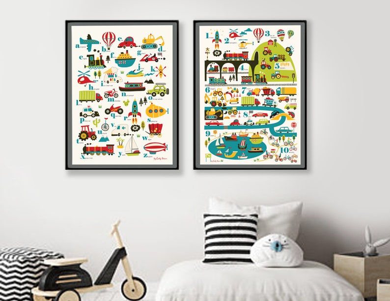 Vehicles Counting Numbers Childrens Poster, digital download image 7