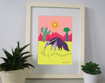 Anteater children's wall art print, instant download, wall posters, animal artworks