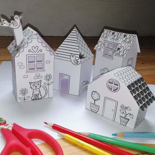 Printable Paper Houses: Color, Cut & Create Activity (Digital Download)