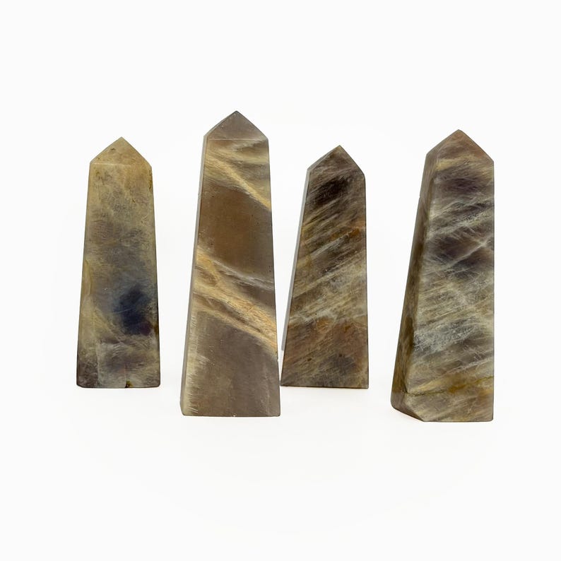 Crystal Towers, Crystal Points, Amethyst, Blue Lace Agate, Flower Agate, Green Aventurine, Howlite, Moonstone, Rose Quartz, Sardonyx, Moonstone