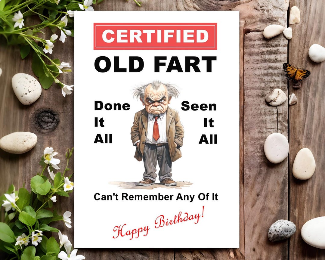 Funny Birthday Card for Him Men Male - Certified Old Fart - Etsy