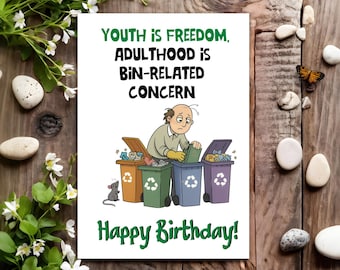 Funny Birthday Card - Joke Humour for Him, Men, Male - Bin Related