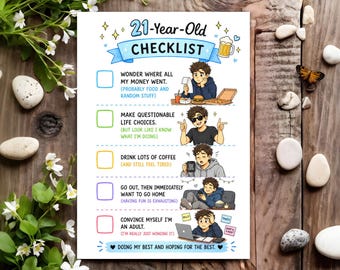 21st Funny Birthday Card Joke Humour for Him Man Male - 21 Checklist