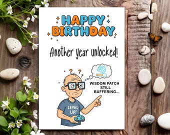 Funny Birthday Card - Joke Humour for Him, Men, Male - Wisdom Patch
