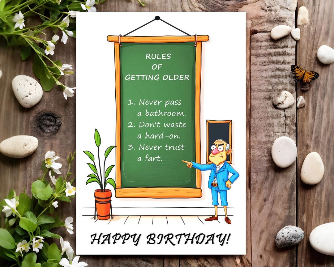 Funny Birthday Card, Rude Joke Humour for Him, Men, Male - Rules of ...