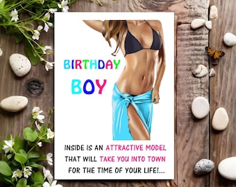 Funny Birthday Card for Him - Humour Gift for Men - Fun Greeting - Attractive Model