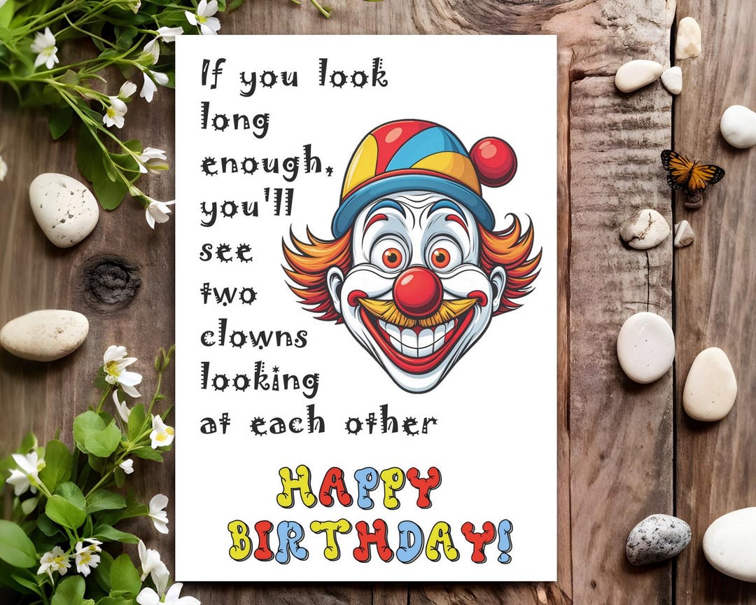 Funny Birthday Card for Him Men Male - Two Clowns - Etsy UK