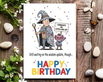 Funny Birthday Card - Joke Humour for Him, Men, Male - Levelling Up