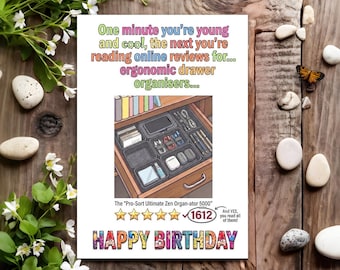 Funny Birthday Card - Joke Humour for Him, Her, Men, Women, Male, Female - Drawer Organisers