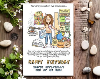 Funny Birthday Card - Joke Humour for Her, Women, Female - Five Minutes Ago