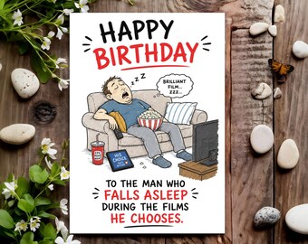 Funny Birthday Card - Joke Humour for Him, Men, Male - Falls Asleep