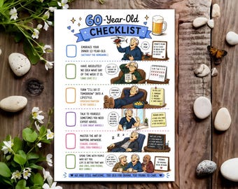 60th Funny Birthday Card for Him Men Male - Checklist