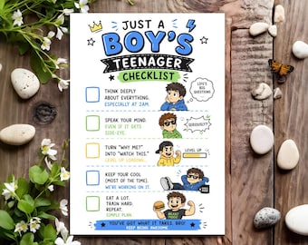 Teenager Funny Birthday Card Joke Humour for Him Boy - Teenager Checklist