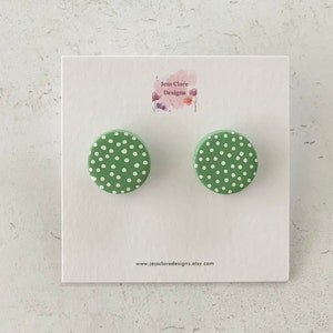 Green Spotty Clay Studs