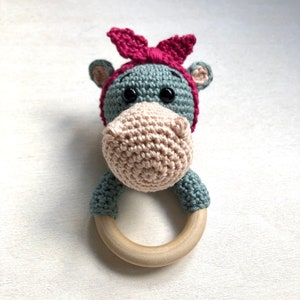 Grasping toy hippopotamus Hilde crochet pattern