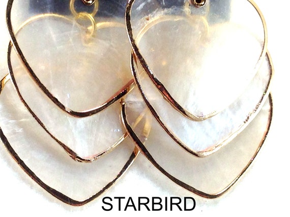 HEARTS, STARS or ROUNDS capiz shell rimmed in gol… - image 7