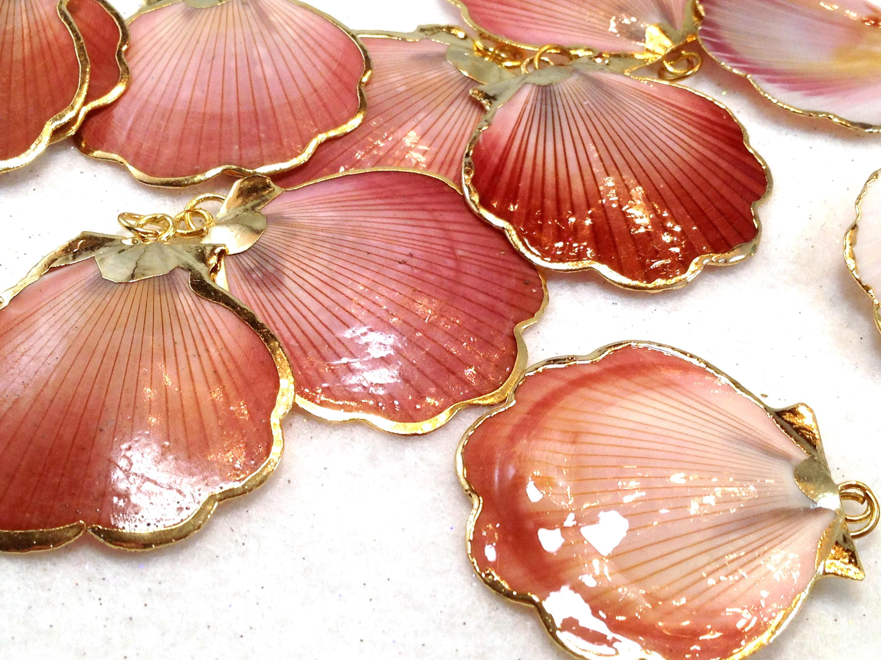 24K Gold Plated Seashell Charms - Etsy